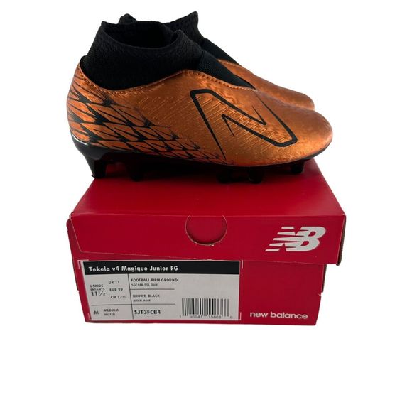 New Balance Youth Soccer Cleats 11.5 Tekela v4 Magique Junior FG Brown Gold - Picture 7 of 8